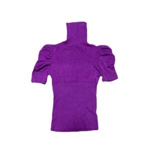 BEBE Turtle Neck Purple Short Sleeve Knit Sweater